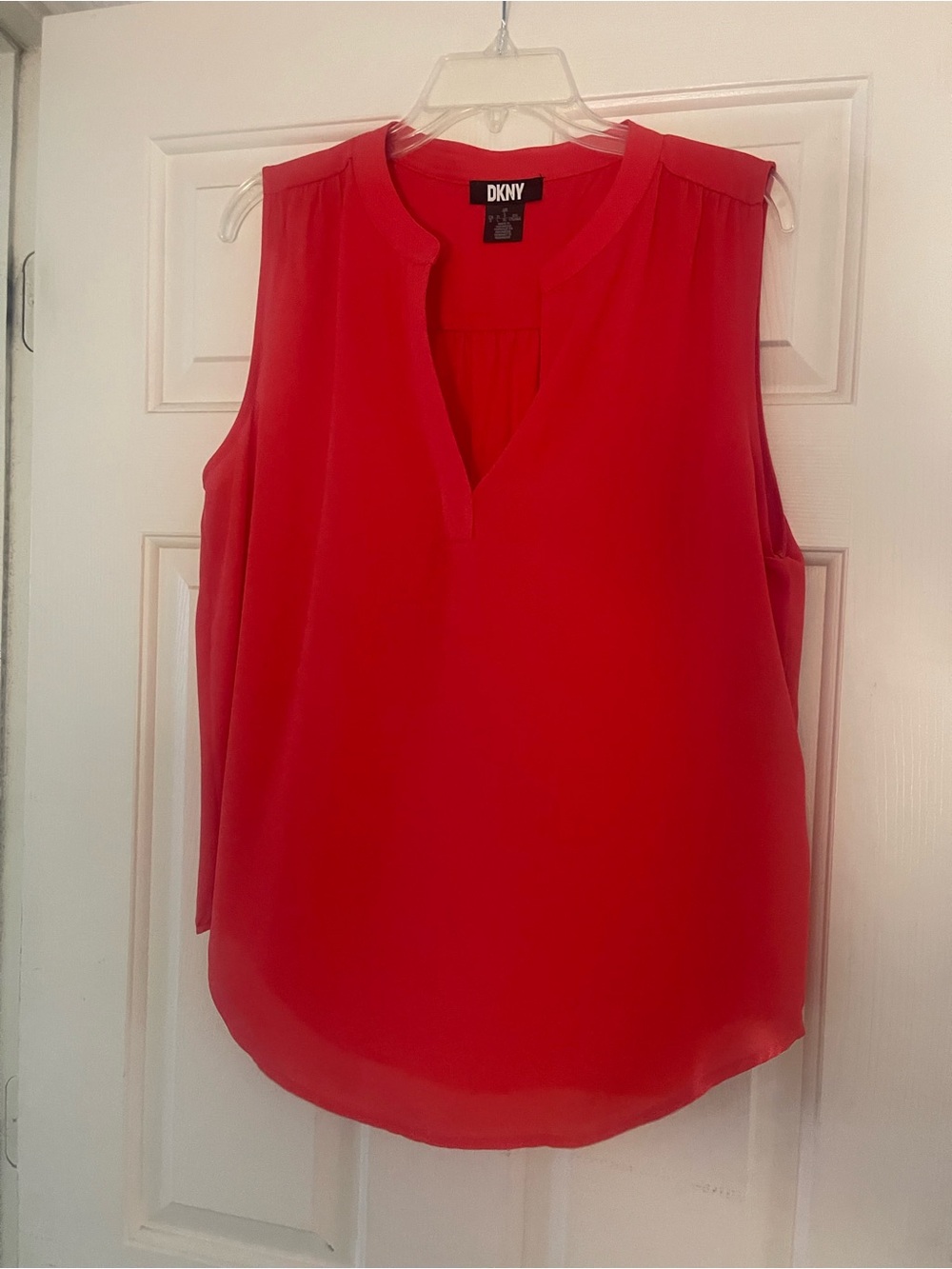 NWT DKNY Bright Red Sleeveless V-Neck blouse
